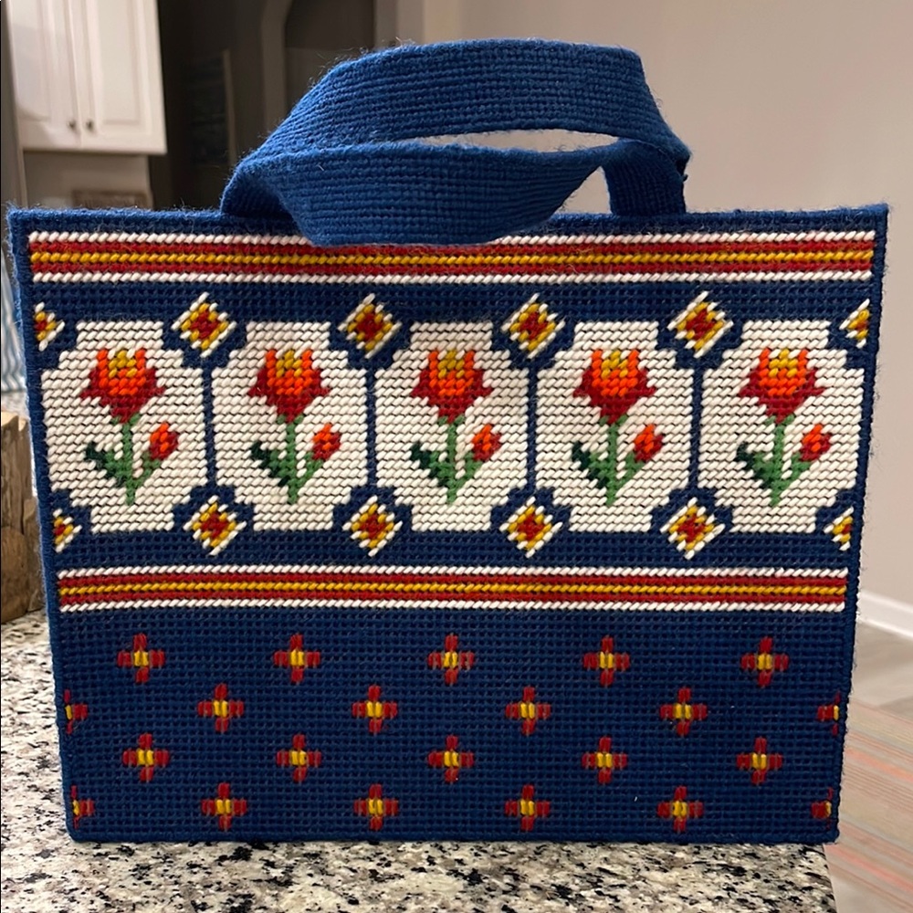 Blue and White Floral Tote Bag